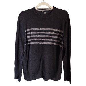 Smartwool Sweater Medium Gray Grey Men's Sparwood Stripe Crewneck Merino Wool Bl
